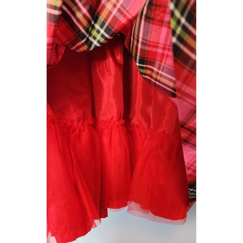 Vintage Gap Plaid Party Dress Toddler 4 Years Pink Red Holiday Bow Taffeta EXC